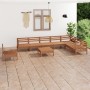 Set Salotto da Giardino 9 pz in Legno Massello di Pino Miele