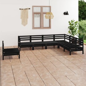 Set Salotto da Giardino 7 pz in Legno Massello di Pino Nero