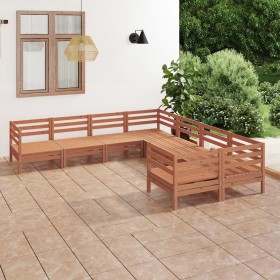 Set Salotto da Giardino 8 pz in Legno Massello di Pino Miele