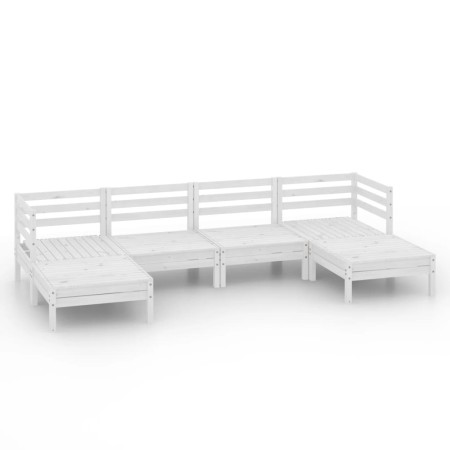 Set Salotto da Giardino 6 pz in Legno Massello di Pino Bianco