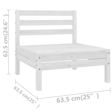 Set Salotto da Giardino 6 pz in Legno Massello di Pino Bianco