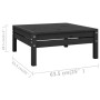 Set Salotto da Giardino 12 pz Nero in Legno Massello di Pino