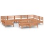 Set Salotto da Giardino 12 pz in Legno Massello di Pino Miele