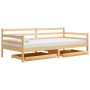 Divano Letto con Cassetti 90x200 cm Legno Massello di Pino