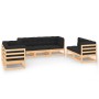 Set Salotto Giardino 7 pz Cuscini Antracite Legno Massello Pino