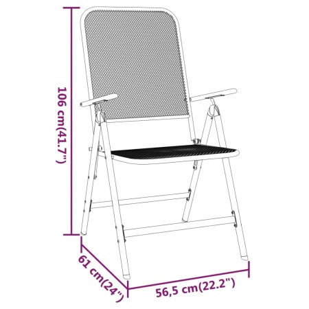 Set da Pranzo per Giardino 5pz Rete Metallica Espansa Antracite