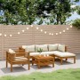 Set Divani da Giardino 6 pz con Cuscini Crema in Legno Acacia