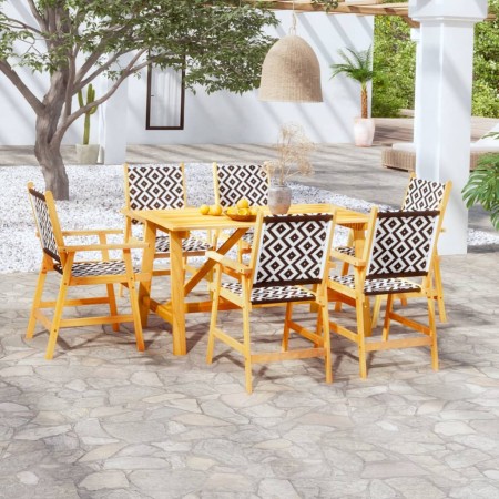 Set Mobili da Pranzo per Giardino 7 pz Legno Massello di Acacia