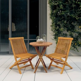 Set da Pranzo per Giardino 3 pz in Legno Massello di Teak