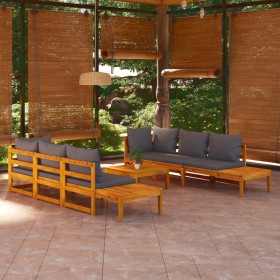 Set Divani Giardino 5 pz con Cuscini Grigio Scuro Legno Acacia