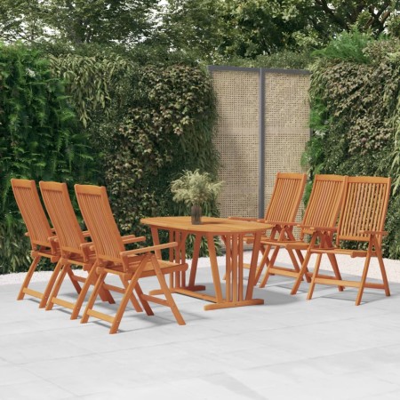 Set da Pranzo per Giardino 7 pz in Legno Massello di Eucalipto