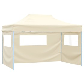 Tenda Pieghevole con 3 Pareti 3x4,5 m Crema