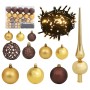 Set Natale con 61 Palline Punta e 150 Luci LED Oro e Bronzo