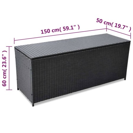 Baule da Giardino Nero 150x50x60 cm in Polyrattan