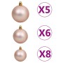 Set Natale con 61 Palline Punta e 150 Luci LED Oro Rosa
