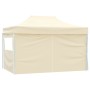 Tenda Pieghevole Pop-Up 4 Pareti Laterali 3x4,5 m Bianco Crema