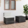 Set Divani da Giardino su Pallet 2 pz con Cuscini Massello Pino