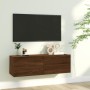 Mobile TV Muro Rovere Marrone 100x30x30cm Legno Ingegnerizzato