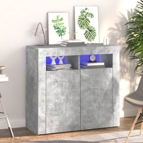 Credenza con Luci LED Grigio Cemento 80x35x75 cm