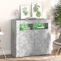 Credenza con Luci LED Grigio Cemento 80x35x75 cm