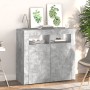 Credenza con Luci LED Grigio Cemento 80x35x75 cm