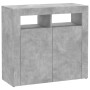 Credenza con Luci LED Grigio Cemento 80x35x75 cm