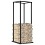 Rastrelliera per Legna da Ardere Base Nera 37x37x113cm Acciaio