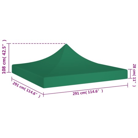 Tetto per Tendone per Feste 3x3 m Verde 270 g/m²