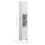Mobile da Bagno Bianco Lucido 30x30x183,5 cm Legno Multistrato