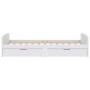 Giroletto Bianco con Cassetti Legno Massello di Pino 90x200cm