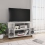 Mobile TV con Ruote Bianco Lucido 80x40x45 cm Legno Multistrato