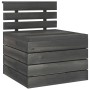 Set Divani da Giardino su Pallet 2pz Pino Massello Grigio Scuro