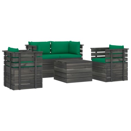 Set Divani da Giardino su Pallet 5 pz con Cuscini Massello Pino