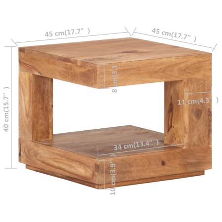 Tavolo da Salotto 45x45x40 cm in Legno Massello di Acacia