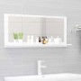 Specchio da Bagno Bianco Lucido 90x10,5x37 cm Legno Multistrato