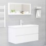 Specchio da Bagno Bianco Lucido 90x10,5x37 cm Legno Multistrato