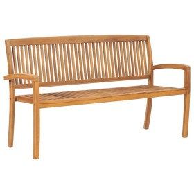 Panchina Giardino Impilabile 3 Posti 159 cm Legno Massello Teak