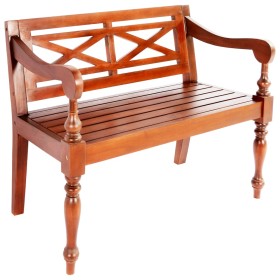 Panchina Batavia 98 cm Legno Massello di Mogano Marrone Scuro