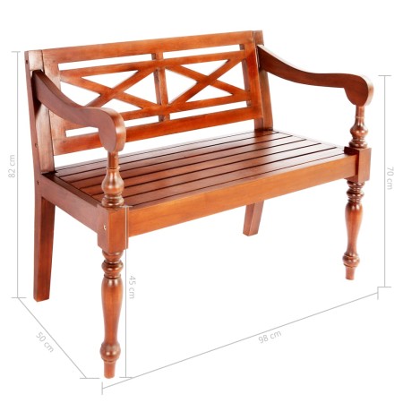 Panchina Batavia 98 cm Legno Massello di Mogano Marrone Scuro