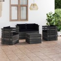 Set Divani da Giardino su Pallet 5 pz con Cuscini Massello Pino