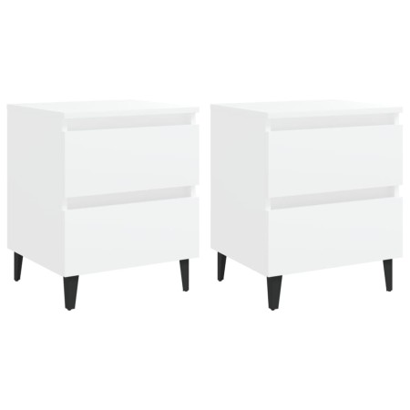 Comodini 2 pz Bianco Lucido 40x35x50 cm in Legno Multistrato