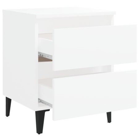 Comodini 2 pz Bianco Lucido 40x35x50 cm in Legno Multistrato