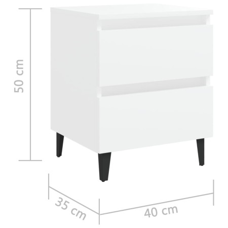 Comodini 2 pz Bianco Lucido 40x35x50 cm in Legno Multistrato