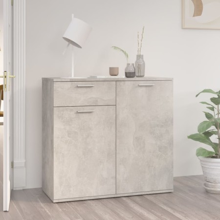 Credenza Grigio Cemento 80x36x75 cm in Legno Multistrato