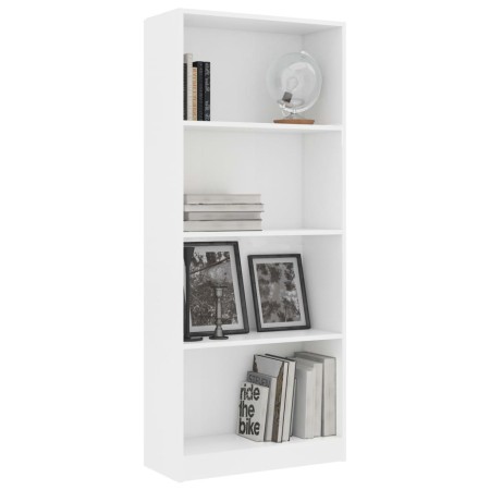 Libreria a 4 Ripiani Bianca 60x24x142 cm in Legno Multistrato