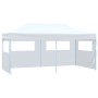 Gazebo Pieghevole con 4 Pareti 3x6 m Acciaio Bianco