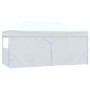 Gazebo Pieghevole con 4 Pareti 3x6 m Acciaio Bianco