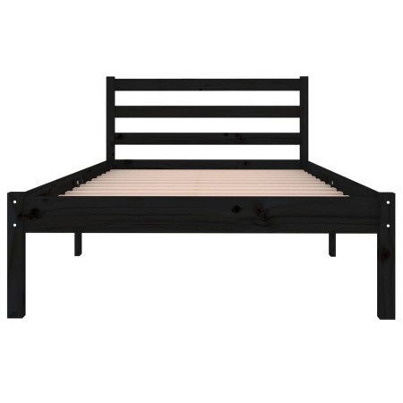 Telaio Letto in Legno Massello di Pino 90x200 cm Nero