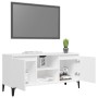 Mobile TV con Gambe in Metallo Bianco 103,5x30x50 cm