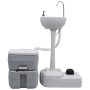 Set WC Portatile da Campeggio e Lavandino con Supporto Grigio